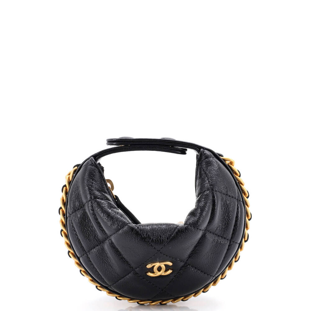 Chanel Extra Mini Chain Around Hobo Pouch Quilted Lambskin